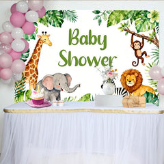 Lofaris Toile de fond baby shower safari animaux aquarelle, jungle tropicale pour fête prénatale garçon ou fille