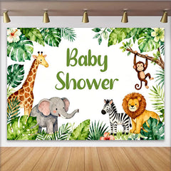 Lofaris Toile de fond baby shower safari animaux aquarelle, jungle tropicale pour fête prénatale garçon ou fille