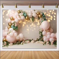 Lofaris Élégante toile de fond pour anniversaire ballons roses et or avec bokeh, magnifique décor de fête pour studio photo et célébrations