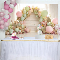 Lofaris Toile de fond pour anniversaire avec arche de ballons pastel et fleurs, élégant décor de fête pour studio photo