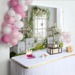 Lofaris Toile de fond florale romantique pour mariage avec roses, verdure et cœurs, élégant décor de studio photo pour événement