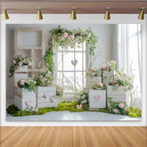 Lofaris Toile de fond florale romantique pour mariage avec roses, verdure et cœurs, élégant décor de studio photo pour événement