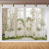 Lofaris Toile de fond de photographie florale printanière avec roses et cœurs, élégant arrière-plan pour studio photo et événements romantiques