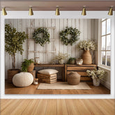 Lofaris Toile de fond photographie rustique naturelle, mur en bois blanc, arrière-plan élégant pour studio photo avec éléments naturels