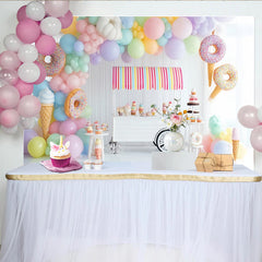 Lofaris Toile de fond anniversaire douceurs pastel avec ballons et donuts, magnifique décor de fête pour enfants et séance photo