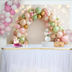 Lofaris Arche de ballons et fleurs pastel pour baby shower fille, élégant arrière-plan de photographie pour fête ou événement