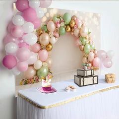 Lofaris Arche de ballons et fleurs pastel pour baby shower fille, élégant arrière-plan de photographie pour fête ou événement