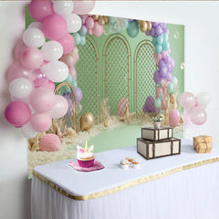 Lofaris Toile de fond pour anniversaire sirène avec ballons pastel et coquillages, décor féerique pour séance photo
