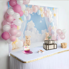 Lofaris Toile de fond pour baby shower ours en peluche avec arche de ballons pastel, décor doux pour séance photo