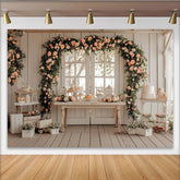 Lofaris Toile de fond de photographie avec arche de roses et fleurs, décor rustique pour séance photo et mariage
