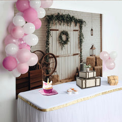 Lofaris Toile de fond de photographie rustique avec porte de grange, arrière-plan de studio photo avec mur de briques et foin