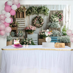 Lofaris Toile de fond de photographie florale rustique avec roses et bois clair, élégant arrière-plan naturel pour studio photo et événements