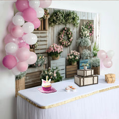Lofaris Toile de fond de photographie florale rustique avec roses et bois clair, élégant arrière-plan naturel pour studio photo et événements