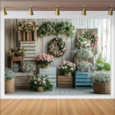 Lofaris Toile de fond de photographie florale rustique avec roses et bois clair, élégant arrière-plan naturel pour studio photo et événements