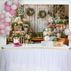 Lofaris Toile de fond de photographie de Pâques rustique avec fleurs pastel et œufs, charmant arrière-plan floral pour studio photo