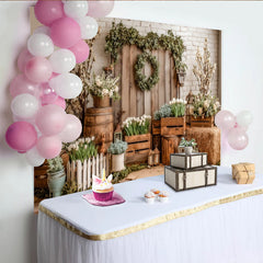 Lofaris Toile de fond de photographie printemps rustique avec fleurs blanches et bois, magnifique arrière-plan pour studio photo