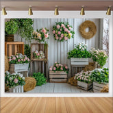 Lofaris Toile de fond de photographie florale et rustique avec roses roses et verdure, décor de studio photo pour portrait et événement