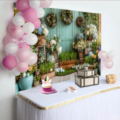 Lofaris Toile de fond de Pâques printanière avec œufs pastel et fleurs, magnifique décor rustique en bois pour séance photo de printemps