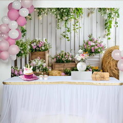 Lofaris Toile de fond de photographie florale de printemps, mur en bois et foin, arrière-plan rustique pour studio photo et portrait