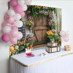 Lofaris Toile de fond de fleuriste rustique avec fleurs colorées, arrière-plan de printemps pour studio photo et séance photo