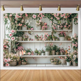 Lofaris Toile de fond de photographie jardin printanier avec roses roses et papillons, magnifique décor floral pour studio photo