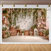 Lofaris Toile de fond de photographie florale printanière avec roses et papillons, élégant arrière-plan de jardin rustique pour studio photo