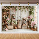 Lofaris Toile de fond de photographie florale et rustique, arrière-plan élégant pour studio photo avec roses et lierre