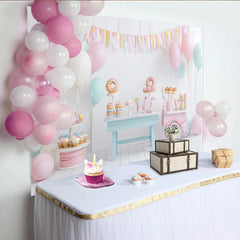 Lofaris Toile de fond de photographie pour fête douce avec ballons pastel et chariot à desserts, véritable arrière-plan de studio pour enfants
