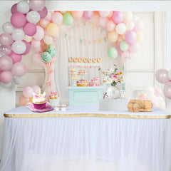 Lofaris Toile de fond de photographie pastel avec ballons et chariot de desserts, arrière-plan de studio pour fête d'enfants ou baby shower