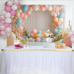 Lofaris Toile de fond pour baby shower fleurs pastel et ballons doux, magnifique décor pour séance photo de nouveau-né et fête prénatale
