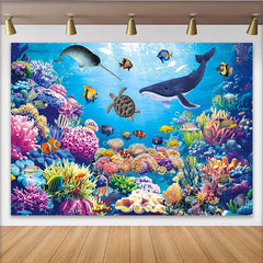 Lofaris Toile de fond de photographie sous-marine avec récif corallien, poissons colorés et vie marine, arrière-plan océan pour studio photo