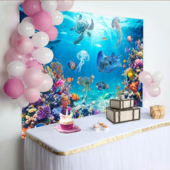 Lofaris Toile de fond de photographie sous-marine avec récif corallien et vie marine, magnifique arrière-plan océanique pour studio photo