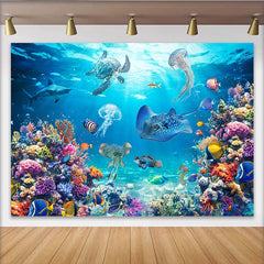 Lofaris Toile de fond de photographie sous-marine avec récif corallien et vie marine, magnifique arrière-plan océanique pour studio photo