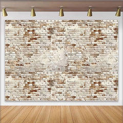 Lofaris Toile de fond de photographie mur de briques rustique blanc et marron, arrière-plan texturé vintage idéal pour studio photo