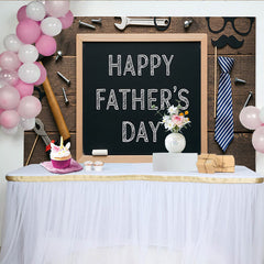 Lofaris Toile de fond Fête des Pères avec tableau noir, outils et cravate, décor rustique pour studio photo et célébration