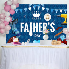 Lofaris Toile de fond bleue pour la Fête des Pères avec cravate et outils, décor élégant avec cœurs pour studio photo et célébration