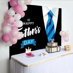 Lofaris Toile de fond pour la Fête des Pères noir et bleu avec cravate rayée, élégant décor pour studio photo et événement