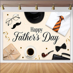 Lofaris Toile de fond Fête des Pères élégante avec cravate chapeau et moustache, arrière-plan de studio photo pour papa