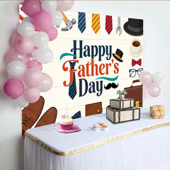 Lofaris Toile de fond joyeuse Fête des Pères avec outils et cravates, élégant arrière-plan en bois clair pour célébration papa