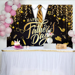 Lofaris Toile de fond noire et or pour la Fête des Pères avec costume cravate et paillettes, arrière-plan de studio photo pour célébration