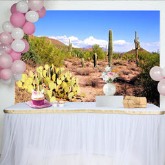 Lofaris Toile de fond de photographie paysage désertique avec cactus et ciel bleu, magnifique arrière-plan naturel pour studio photo