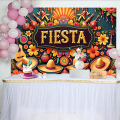 Lofaris Toile de fond pour fête mexicaine avec sombreros et guitares, décor coloré pour célébration et photographie