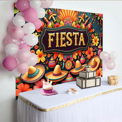Lofaris Toile de fond pour fête mexicaine avec sombreros et guitares, décor coloré pour célébration et photographie