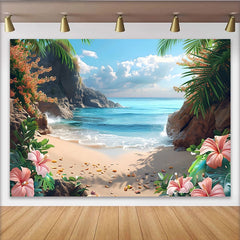 Lofaris Toile de fond de photographie plage tropicale avec palmiers, magnifique arrière-plan de vacances pour studio photo