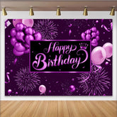 Lofaris Toile de fond anniversaire violette avec ballons et couronne, arrière-plan festif pour décoration de fête et studio photo