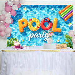 Lofaris Toile de fond de photographie piscine, lettres gonflables POOL et ambiance estivale pour studio photo