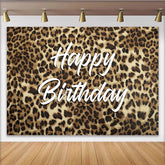 Lofaris Toile de fond joyeux anniversaire avec motif imprimé léopard, élégant décor de fête pour studio photo et célébration d'événement