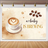 Lofaris Toile de fond pour baby shower thème café avec tasse et grains, arrière-plan aquarelle pour annonce de grossesse