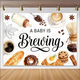 Lofaris Toile de fond pour baby shower café et petit-déjeuner avec biberon et tasses, élégant arrière-plan pour fête prénatale et photographie