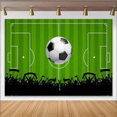 Lofaris Toile de fond football pour anniversaire avec terrain vert, ballon géant et foule en liesse, décor de fête sportif pour studio photo